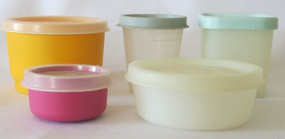 Vintage Tupperware Mini's Set 5 Lunch To Go Snack Containers Travel Kitchen